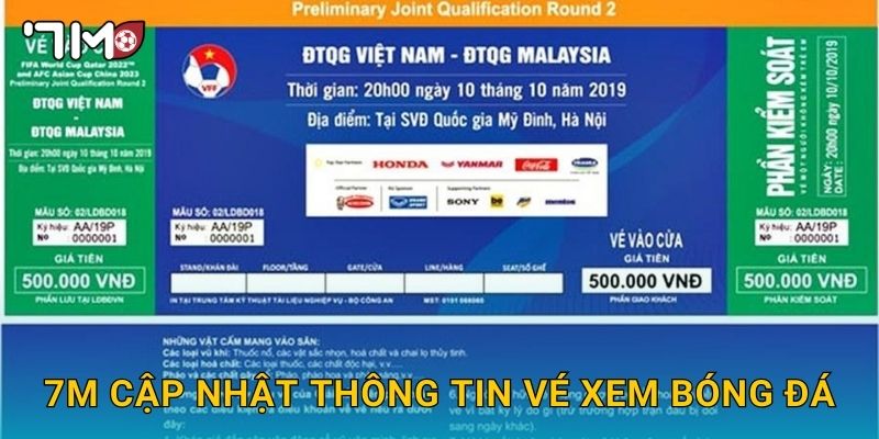 7m cập nhật thông tin vé xem bóng đá